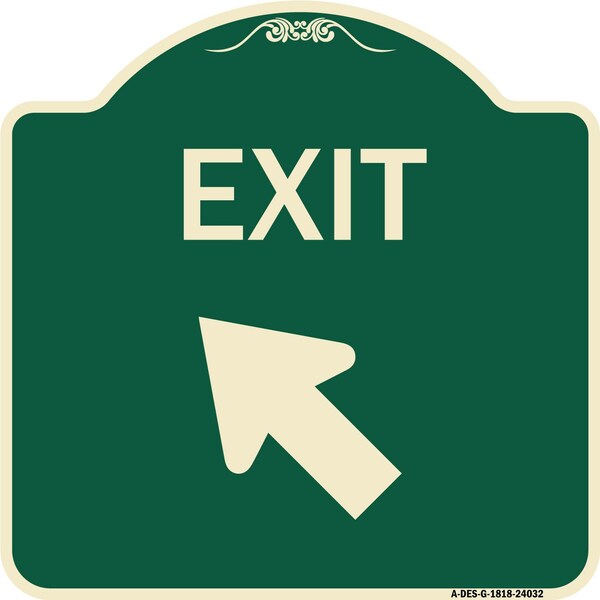 Exit Exit with Left Arrow Heavy-Gauge Aluminum Architectural Sign, 18" H, 18" L, G-1818-24032